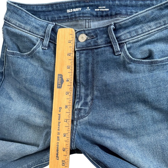 Old Navy Straight Jeans Women 4 Petite Blue High Rise Wow Straight Stretch - Picture 9 of 10